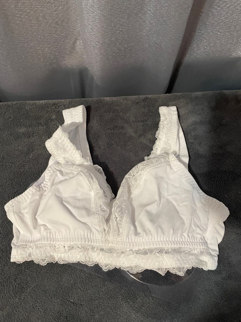 Breezies White Lace-Trim Wireless Bralette